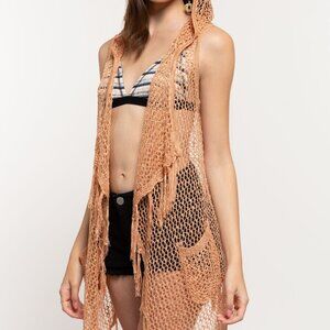 POL Open stitch sleeveless vest with hoodie - NWT - Size M